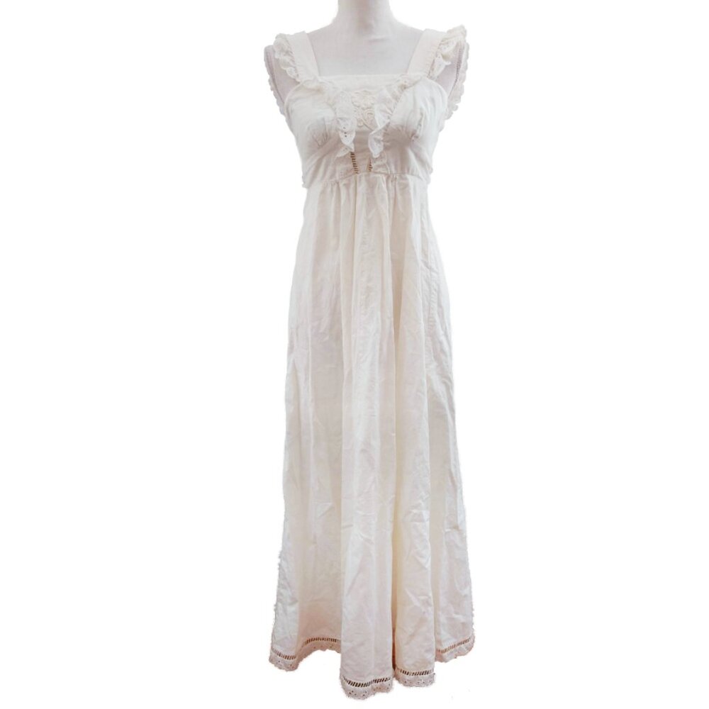 Young Edwardian by Arpeja Vintage 1970s Cotton Dress Ruffle Eyelet Floral